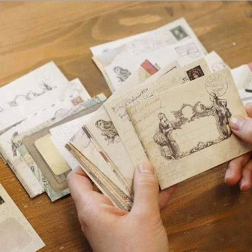 Vista 3 de EORTA 60 sobres de papel pequeños retro estilo vintage europeo papelería herramientas de saludo/invitación para niños, niños, estudiantes