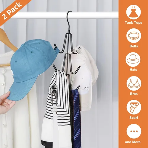 Vista 4 de TOPIA HANGER Organizador para colgar bolsos para armario, paquete de 2 ganchos organizadores de bolsos, ganchos de metal giratorios de 360°, estante