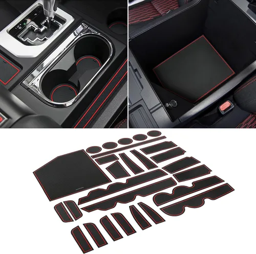 Vista 13 de Forro personalizado para accesorios Toyota Tundra 2022 2023 2024 2025 2026, insertos para portavasos, alfombrillas para consola central