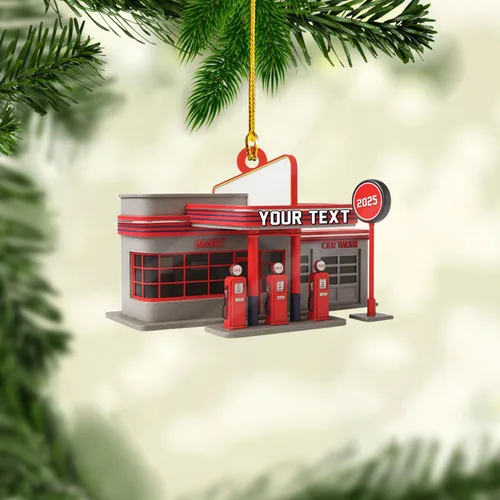 Vista 17 de Adorno de Navidad personalizado con bomba de gas, decoración retro personalizada para árbol de vacaciones, recuerdo único para trabajadores