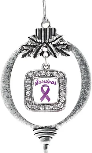 Vista 181 de Inspired Silver - Adorno con dije de reina de rodillo - Adornos navideños cuadrados de plata con joyas de circonita cúbica