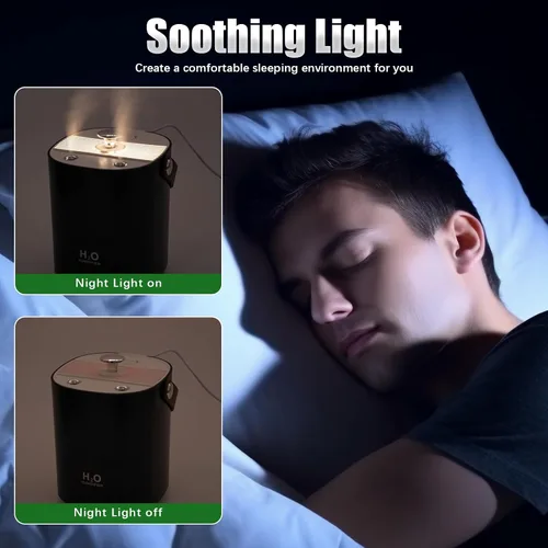 Vista 5 de Humidificadores para dormitorio, humidificadores portátiles de niebla fría de 1.2 L, humidificador de escritorio USB, con luz nocturna cálida