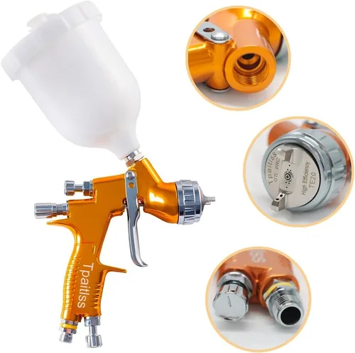 Vista 4 de Kit de pistola pulverizadora de pintura para carrocería automotriz hvlp, pistola pulverizadora de aire para pintura de autos, kit de pintura por