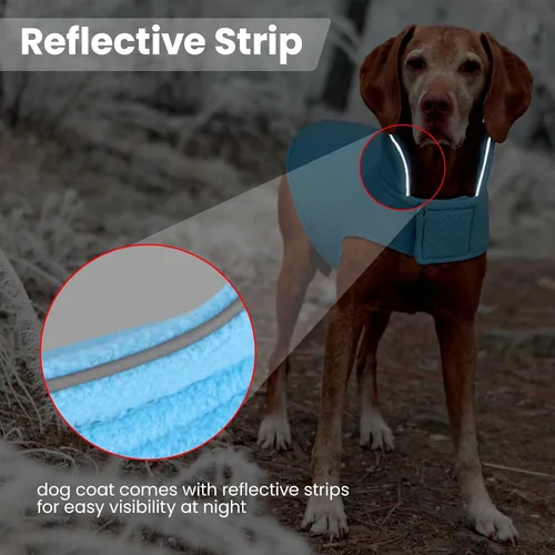 Vista 6 de DENTRUN - Abrigo de forro polar para perros en invierno resistente al viento chaqueta reflectante para mascota chaleco para perro para razas
