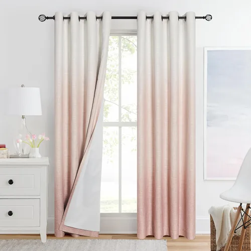 Vista 13 de Paneles de cortinas opacas con aislamiento térmico y reducción de ruido, cortinas rústicas para dormitorio, textura de lino pesado, juego