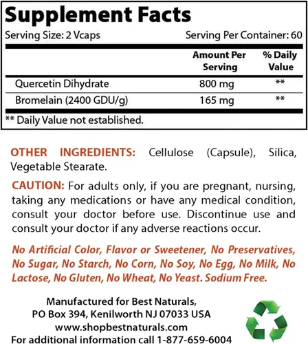 Vista 2 de Best Naturals NAC 600 mg y quercetina con bromelina