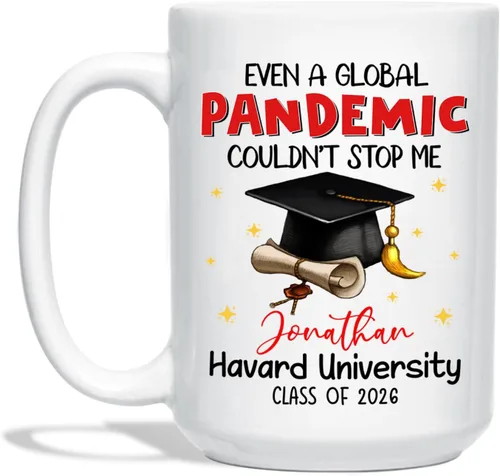 Vista 18 de Taza de café blanca personalizada para graduación, con texto en inglés "Behind You All Your Memories Before You All Your Dreams", taza de café de 11