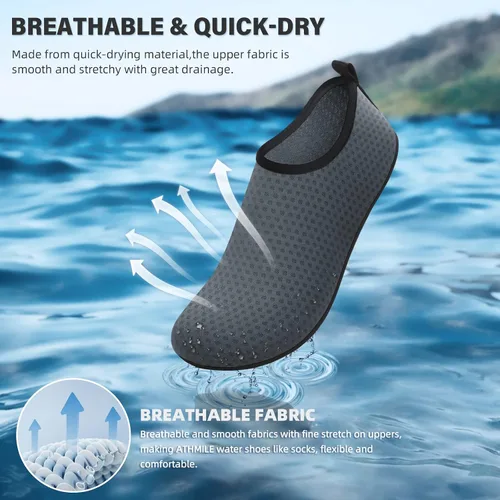 Vista 5 de Calcetines de agua para mujeres y hombres adultos, zapatos de natación acuáticos, playa, río, piscina, descalzo, yoga, ejercicio, accesorios
