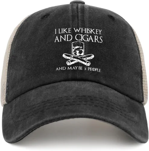 Vista 150 de Philysonic Funny Hat I Like Whisky and Cigars and Maybe 3 People Sombreros para Hombres Gorras de Béisbol Gorras Ajustables