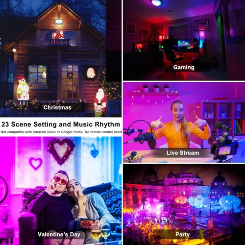 Vista 4 de Luz de inundación LED RGB para exteriores, equivalente a 500 W, cambio de color inteligente y luz diurna 5700 K, iluminación paisajística, luces