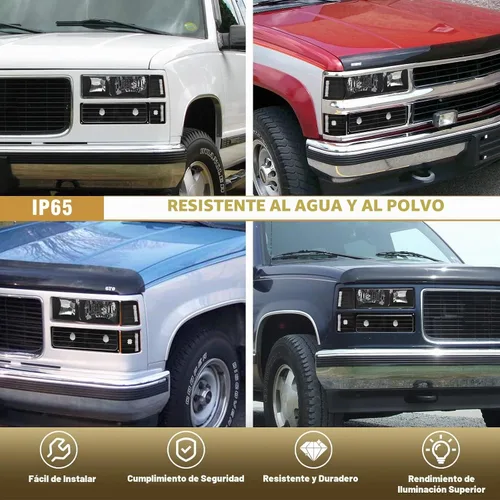Vista 7 de [Usado] AS Conjunto de faros delanteros de reemplazo para 1994 1995 1996 1997 1998 Chevy Silverado/Tahoe/Suburban/C10 con carcasa negra, reflector