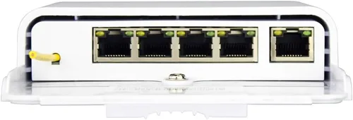 Vista 9 de Extender/Booster PoE de 5 puertos para exteriores 60W 48V, 10/100/1000M, PoE Passthrough, protección contra rayos 6KV, IEEE 802.3af/at/bt