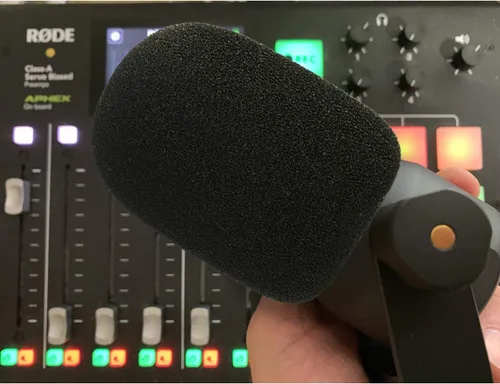 Vista 5 de Protector de espuma con filtro pop para micrófono PodMic - Parabrisas de viento para micrófono personalizado para Rode PodMic USB, micrófono