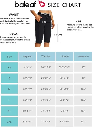 Vista 7 de BALEAF Pantalones cortos de 15 pulgadas de largo para mujer, pantalones cortos capri por debajo de la rodilla, ligeros, de secado rápido, cintura
