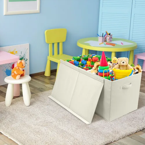 Vista 4 de Sorbus Baúl de juguetes con tapa abatible, almacenamiento plegable para niños, para guardería, sala de juegos, armario, organización del hogar