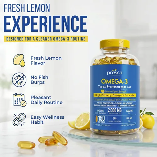 Vista 7 de Triple Strength Omega 3 Aceite de Pescado 2400mg w/Astaxantina 150 Cápsulas Blandas