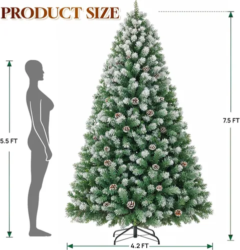 Vista 6 de HOLLO STAR Árbol de Navidad preiluminado de 7.5 pies con 379 luces LED, control de aplicación, árbol de Navidad artificial, luces RGBW multicolor