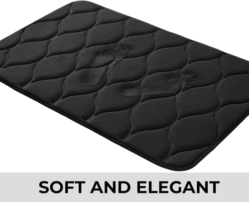 Vista 2 de Yafa Home Fashion 1 alfombra de baño de 17 x 24 pulgadas, espuma viscoelástica, absorbente de agua y antideslizante, color negro