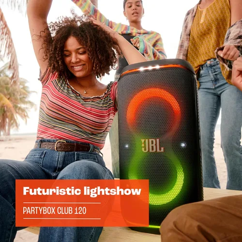 Vista 5 de JBL PartyBox Club 120 - Altavoz portátil para fiestas con mango plegable, potente sonido JBL Pro, espectáculo de luces futurista, hasta 12 horas