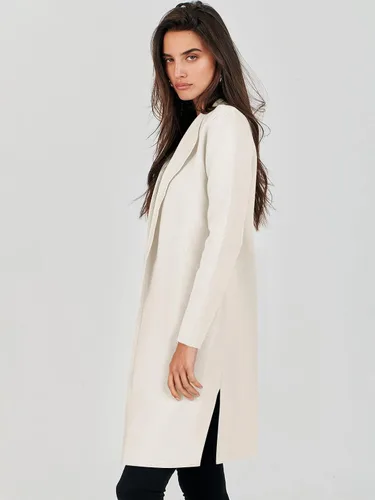 Vista 3 de Caracilia Cárdigan largo de punto para mujer, suéter de gran tamaño, frente abierto, manga larga, solapa, chaqueta casual, abrigo de otoño, abrigo