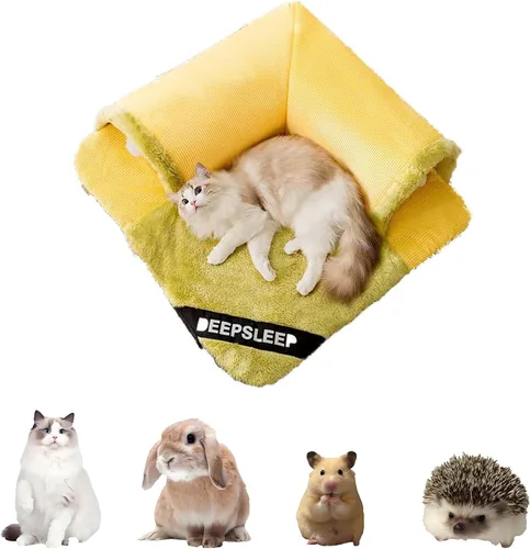 Vista 6 de Cama túnel de conejo con alfombrilla de felpa extraíble, escondite suave y tubo de juego para conejitos, conejillos de indias, chinchillas, gatos