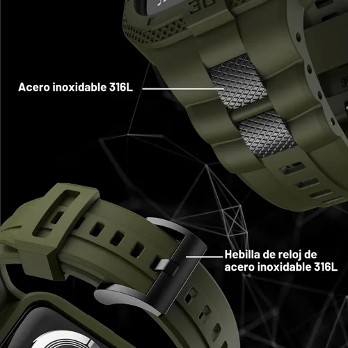 Vista 4 de Correas Compatibles con Apple Watch de 41 mm, 40 mm, 38 mm, Correa Deportiva Resistente para Hombres con Estuche Protector para Watch Series 9, 8