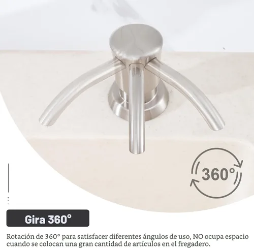 Vista 8 de GAGALIFE Dispensador de jabón integrado o dispensador de loción para fregadero de cocina, cabezal de bomba ABS de níquel cepillado, con botella