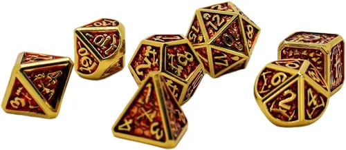 Vista 19 de Juego de dados de metal con escamas de dragón en color negro con caja de exhibición, perfecto para juegos, equilibrio adecuado y distribución