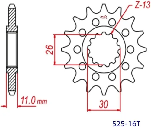 Vista 3 de 525 Cadena 16T 47T Piñón trasero delantero para TDM900 5PS TDM 900A ABS FZ8 FZ8N FZ8S FZ-8 FZ-8S FZ-8N FZ 8 TDM 900 (delantero)