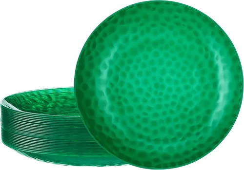 Vista 32 de PLASTICPRO Paquete de 30 platos de plástico martillado, platos de plástico desechables pesados, elegantes platos de fiesta transparentes martillados