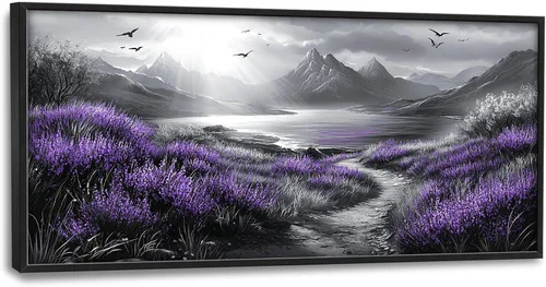 Vista 39 de Olivine Arte de pared grande de tren, cuadros en blanco y negro, pintura de tren, impresiones en lienzo de paisaje natural, obra de arte enmarcada