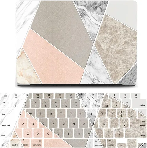 Vista 14 de IVY Funda de mármol geométrica para MacBook Air M2 (Modelos: A2681) Carcasa rígida con cubierta de teclado - A