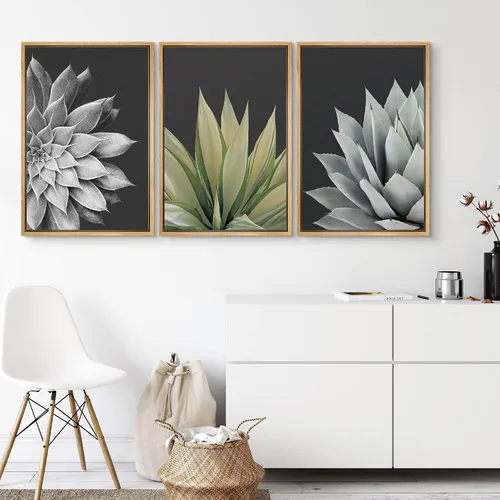 Vista 130 de SIGNWIN Lienzo enmarcado para pared, juego de arte pastel con cadena montañosa, bosque, niebla, naturaleza silvestre, ilustraciones modernas, arte