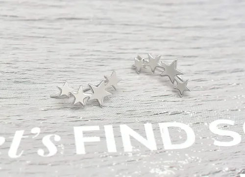 Vista 4 de Aretes de plata de ley con forma de estrella, hipoalergénicos, para mujeres y niñas, Plata Esterlina, no conocido