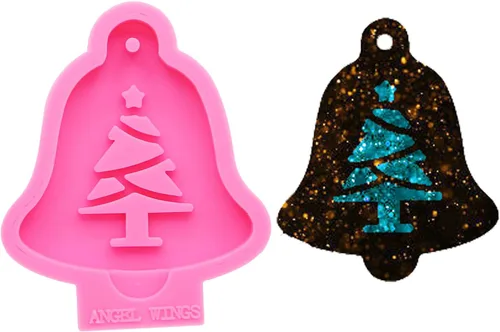 Vista 11 de Moldes de resina con forma de árboles de Navidad superbrillantes, molde de resina de silicona, molde colgante de decoración de Navidad