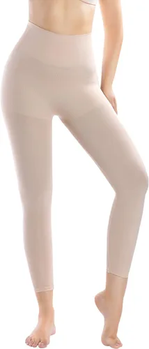 Vista 6 de +MD Fajas moldeadoras para mujer, con control de abdomen, sin costuras, de cintura alta, de compresión, sin pies, leggings