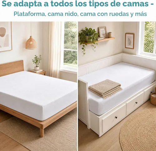 Vista 7 de OhGeni - Protector de colchón impermeable, tamaño Queen, con bolsillo profundo de 6 a 18 pulgadas, transpirable, sin ruido, suave, lavable, a prueba
