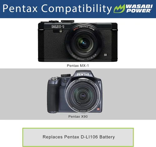 Vista 2 de Wasabi Power Batería para Pentax D-LI106 y Pentax MX-1, X90