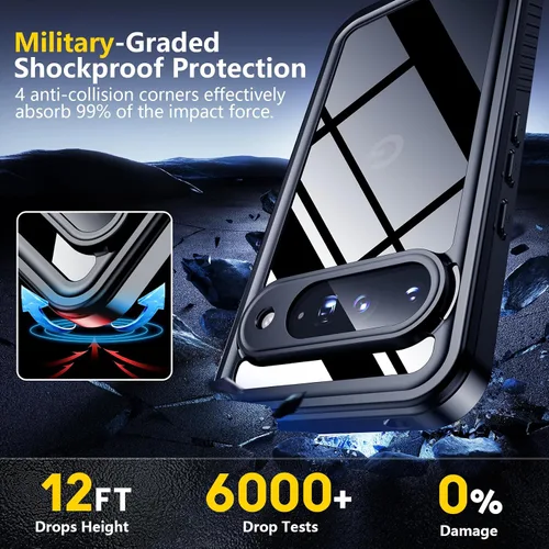 Vista 4 de SPIDERCASE para Google Pixel 10 Funda impermeable, [Protección contra caídas de grado militar de 12 pies] [Resistencia al agua IP68]