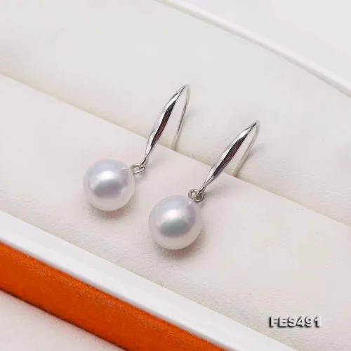 Vista 4 de Pendientes de perlas JYX de 0315in para mujer de plata de ley 925 pendientes de gancho de perlas cultivadas de agua dulce blanco AAA