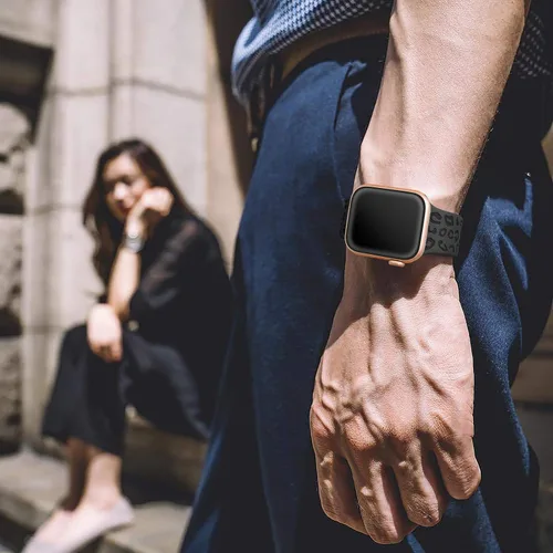 Vista 5 de CreateGreat Correas de leopardo grabadas compatibles con Apple Watch Band de 1.575 in 1.614 in 1.496 in 1.654 in 1.732 in 1.772 in 1.811 in 1.929 in