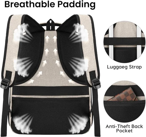 Vista 5 de Mochila para niñas y mujeres, mochila escolar para adolescentes y niños, mochila ligera e informal para la escuela secundaria, mochila de viaje