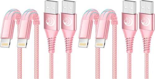 Vista 16 de Aioneus Cable de carga para iPhone de 3 pies, paquete de 3 cables Lightning con certificación MFi, cable de carga rápida de nailon trenzado