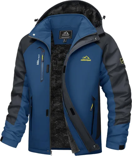 Vista 8 de MAGCOMSEN Chaqueta de esquí de invierno para hombre, chaquetas resistentes al agua y nieve, abrigos de forro polar cálido, para snowboard, trabajo