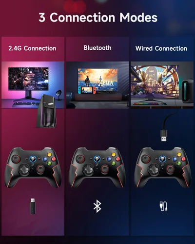Vista 2 de EasySMX Wireless PC Game Controller with High Accuracy Hall Triggers, Long Life Buttons, Comfort Design - Bluetooth Controller Joystick Compatible