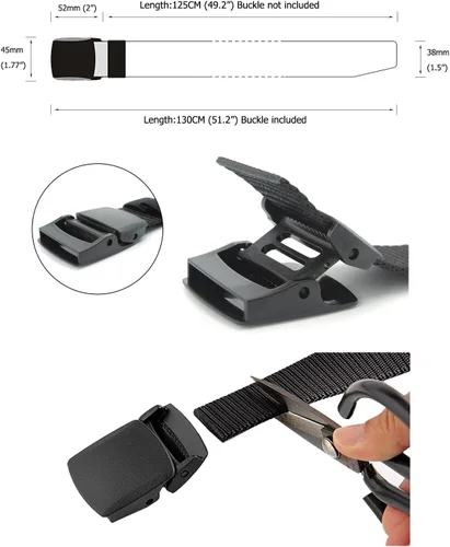 Vista 4 de Cinturón táctico de nylon para hombre con hebilla plástica