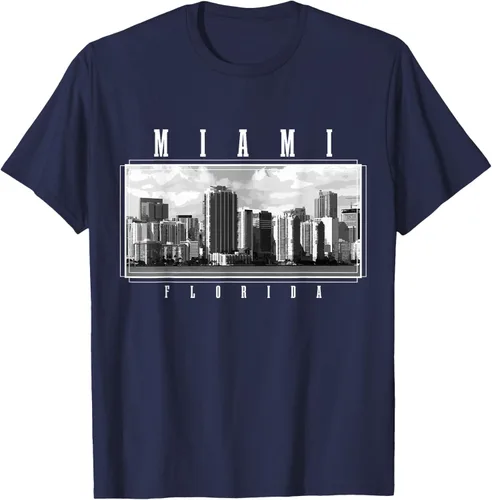 Vista 18 de Miami Skyline Florida Pride Vintage Miami Camiseta, Negro