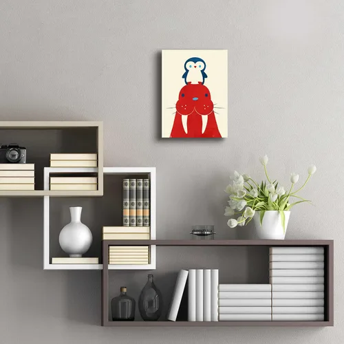 Vista 6 de Epic Art 'Pingüino y morsa' de Jay Fleck, arte de pared de vidrio acrílico, 12 x 16 pulgadas