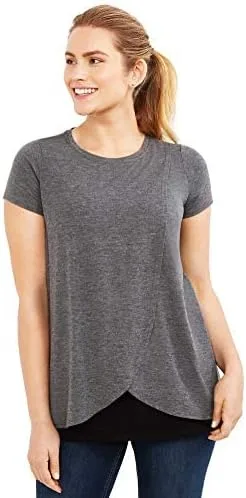 Vista 3 de Maternidad Plus tamaño Lift Up Relaxed Fit Tee de lactancia