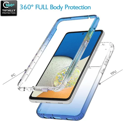 Vista 3 de Funda de teléfono para Galaxy A73 5G, Samsung A73 5G con protector de pantalla de vidrio templado, carcasa protectora de cuerpo completo
